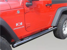 Black 3  Round Step Pair Jeep Wrangler JK 07-18