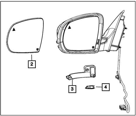 Right side front Mirror without cover for Jeep Cherokee KL